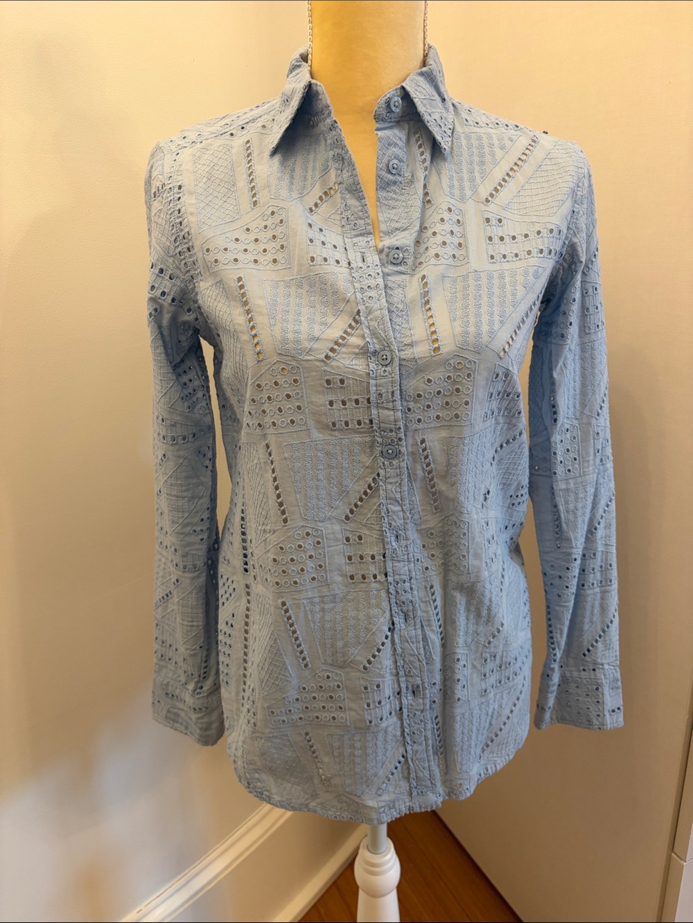 Polo by Ralph Lauren Light Blue Eyelet Button-Down Shirt